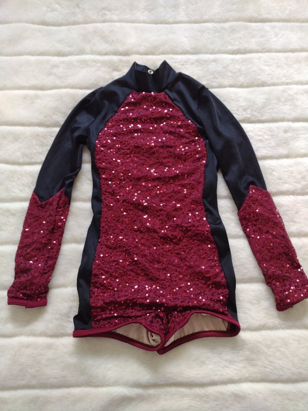 Weissman Girls Dance Costume MC Medium One Piece Sequin Red Style 13528